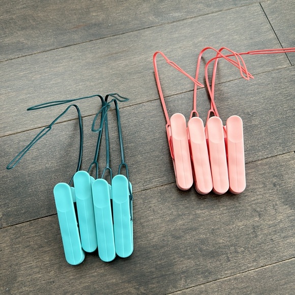 Hanging Clothes Pins, Pink Teal Travel Laundry, Clothing Rack, Storage Drying - Picture 2 of 2